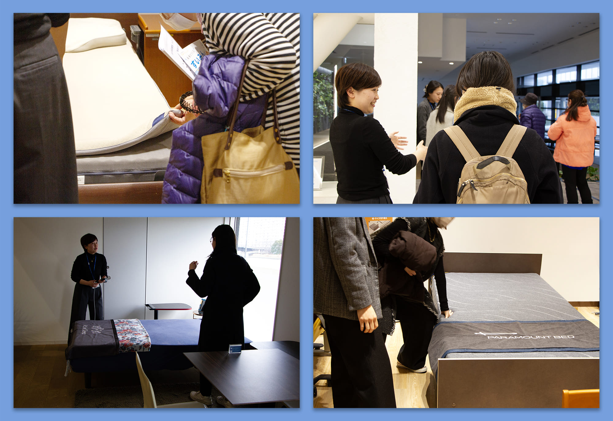 ショールーム見学のようす。実際に発売されている製品に触れる参加者たち