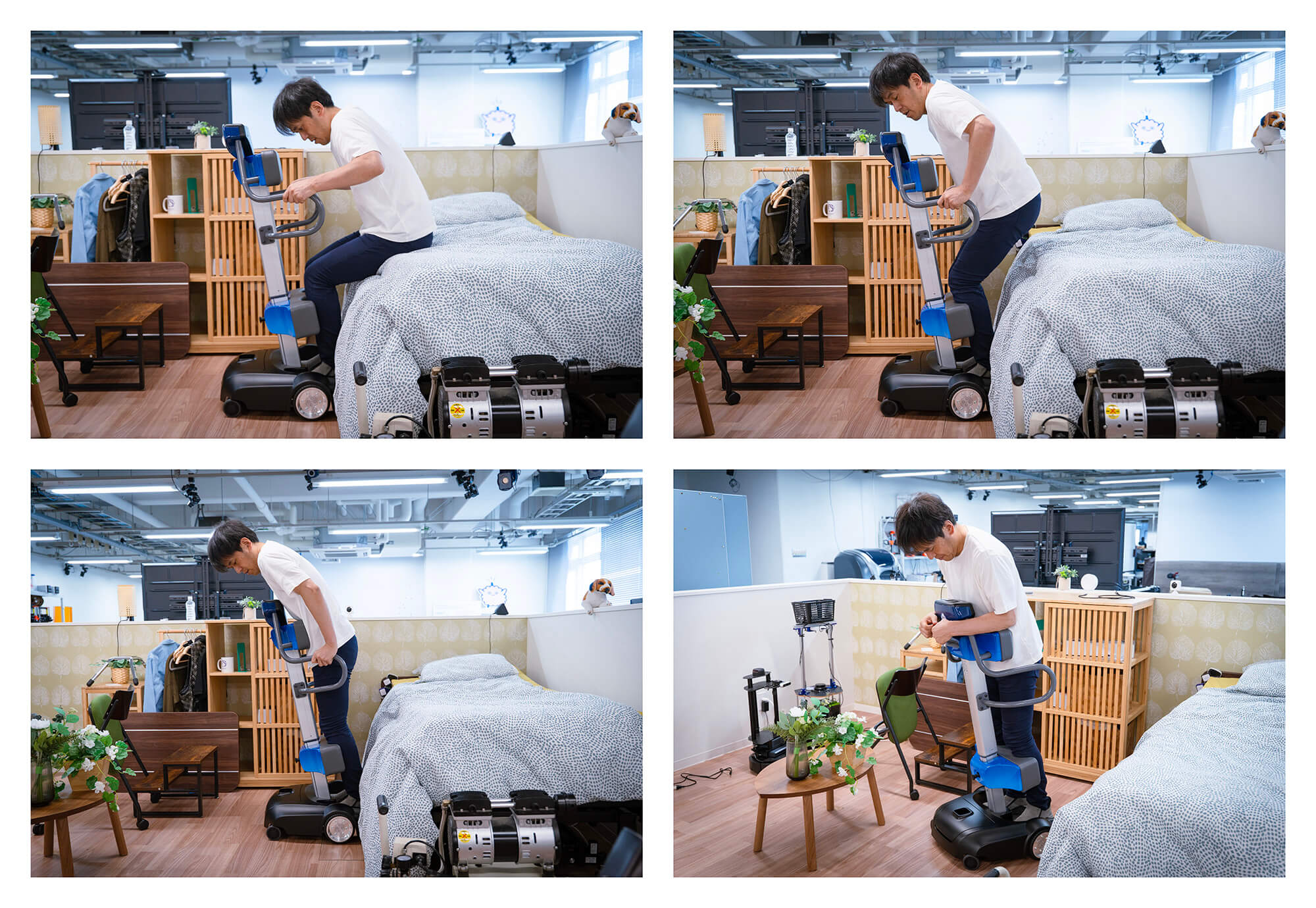 ベッドからMoby（モビー）に乗り移り、立った姿勢のまま室内を移動する